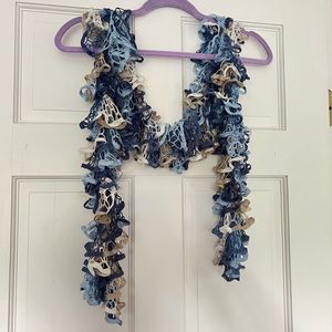Handmade blue ruffle scarf - incredibly cute decorative - great condition